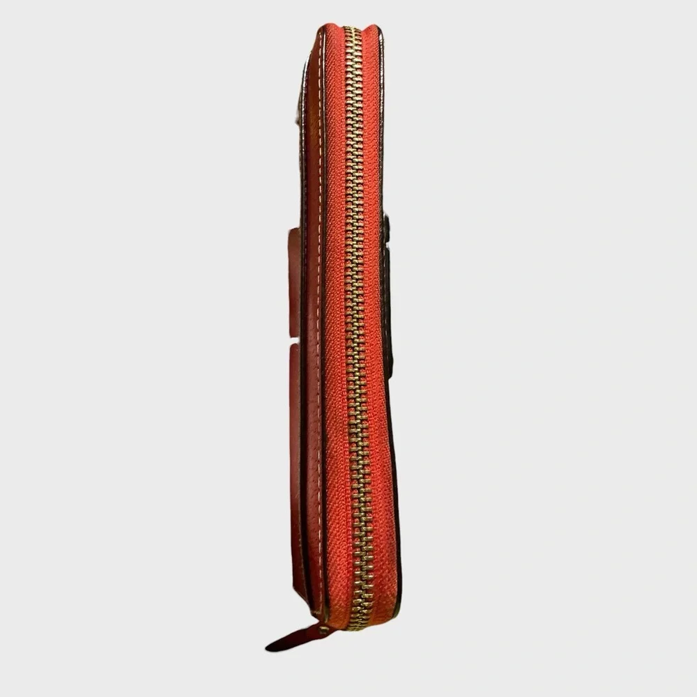 Kate Spade Wellesley Neda Zip Around Leather Continental Wallet Red Orange